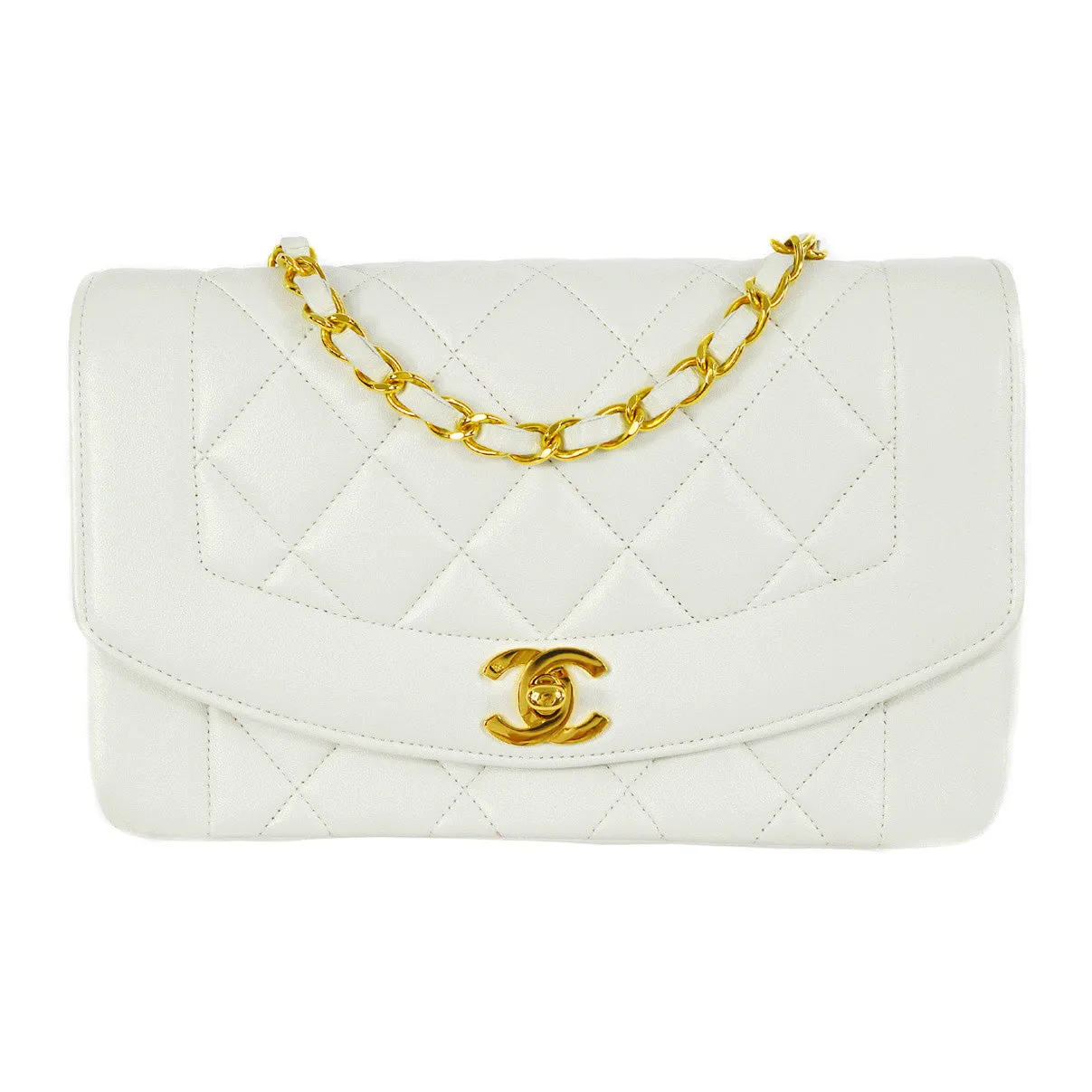 CHANEL 1996-1997 Diana Flap Small White Lambskin 97456