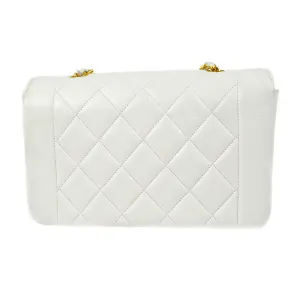 CHANEL 1996-1997 Diana Flap Small White Lambskin 97456