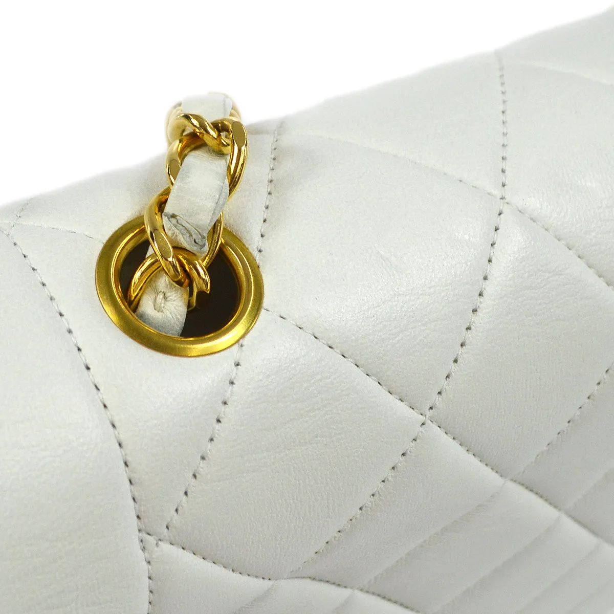 CHANEL 1996-1997 Diana Flap Small White Lambskin 97456