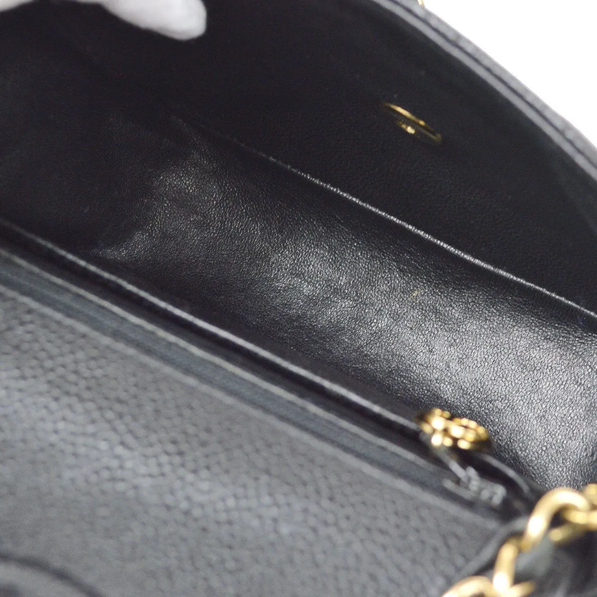 CHANEL 2001-2003 Classic Square Flap 17 Black Caviar 90294