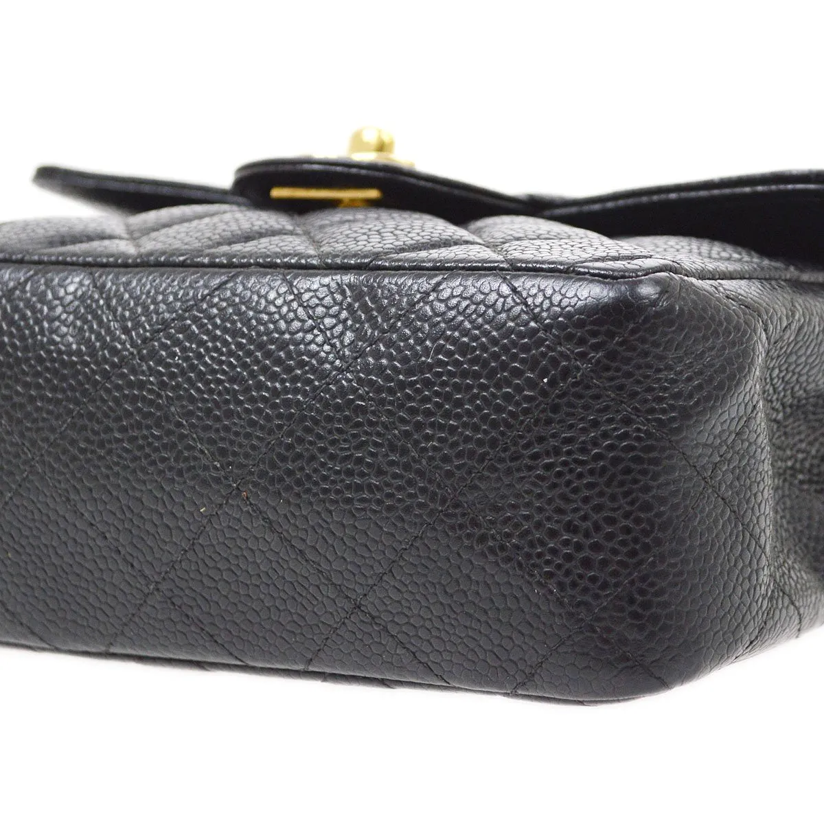 CHANEL 2001-2003 Classic Square Flap 17 Black Caviar 90294