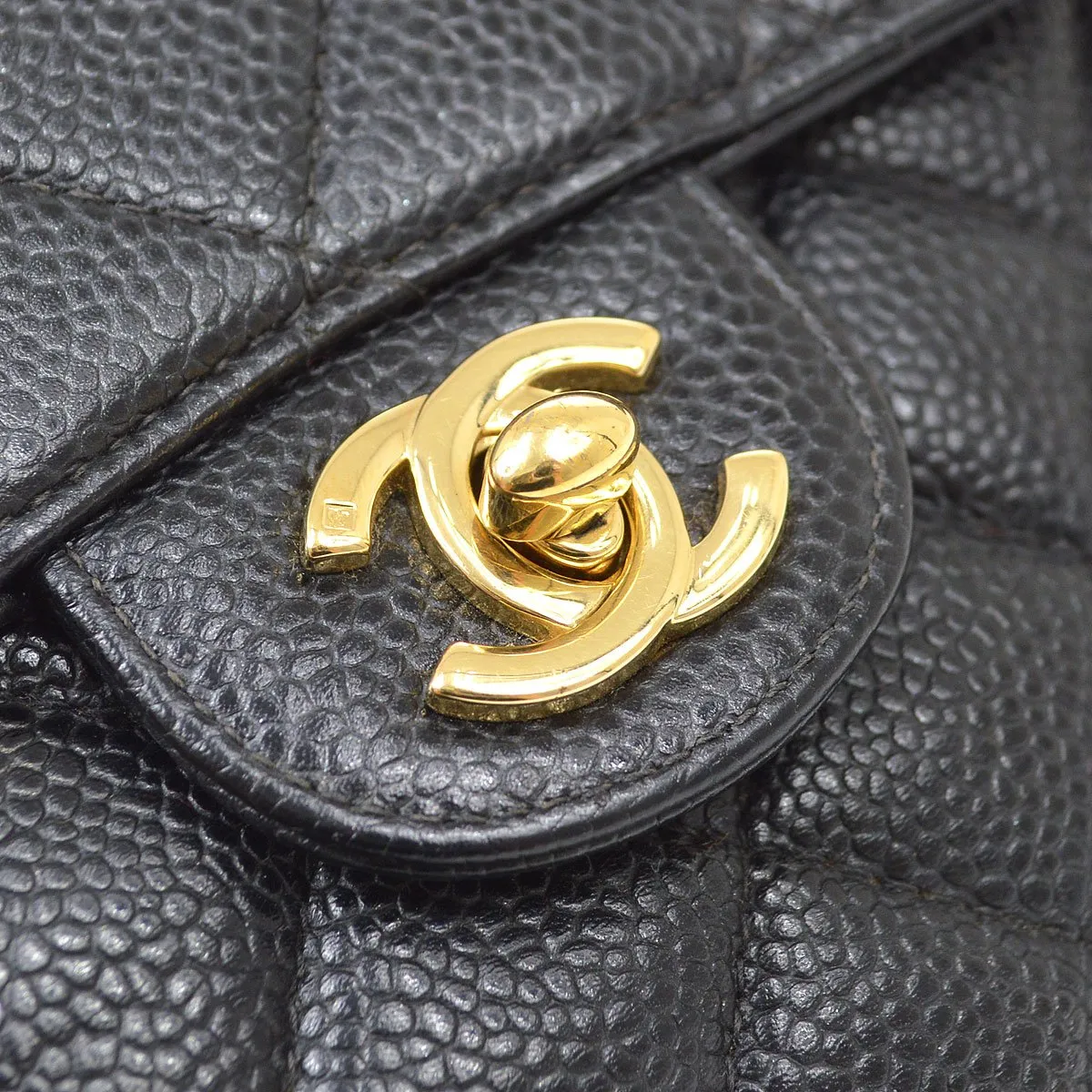 CHANEL 2001-2003 Classic Square Flap 17 Black Caviar 90294