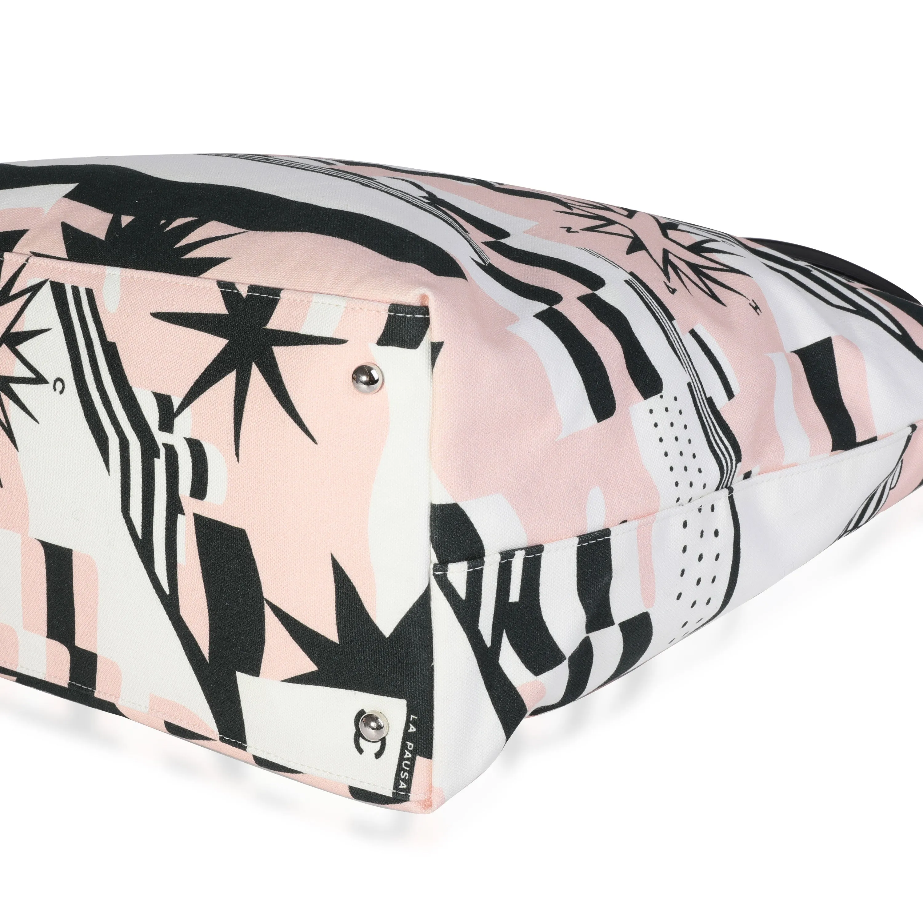 CHANEL Black, Pink, & White Canvas La Pausa Shopping Tote