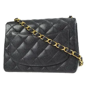 CHANEL Classic Flap Mini Square Chain Shoulder Bag Black Caviar 18176