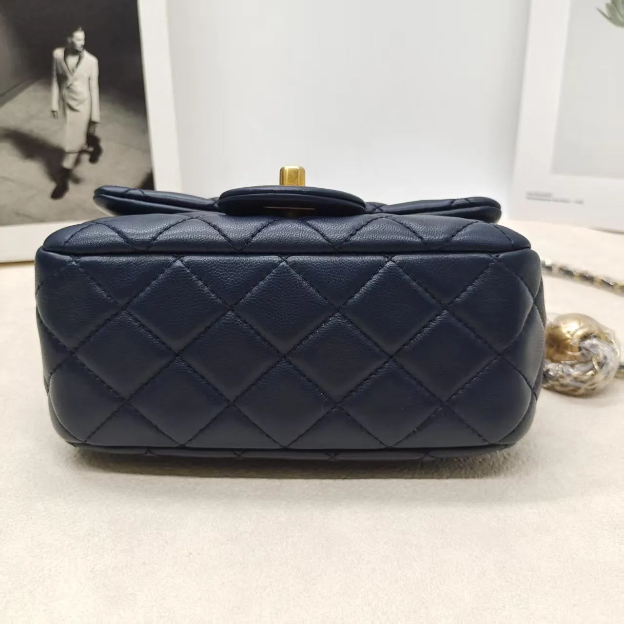 Chanel Lambskin Square Mini CF Navy Shoulder Bag