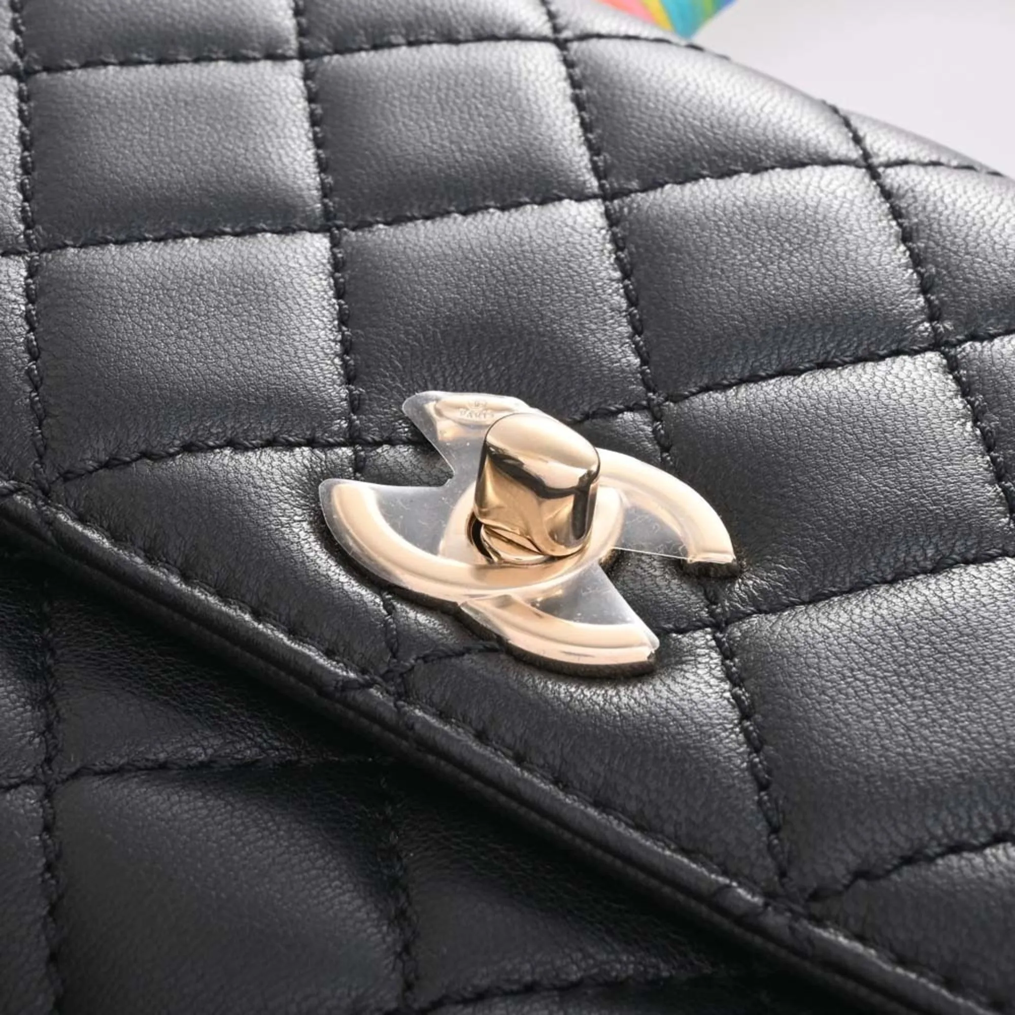 CHANEL Leather Matelasse Coco Mark Chain Shoulder Bag Black/Multicolor Women's