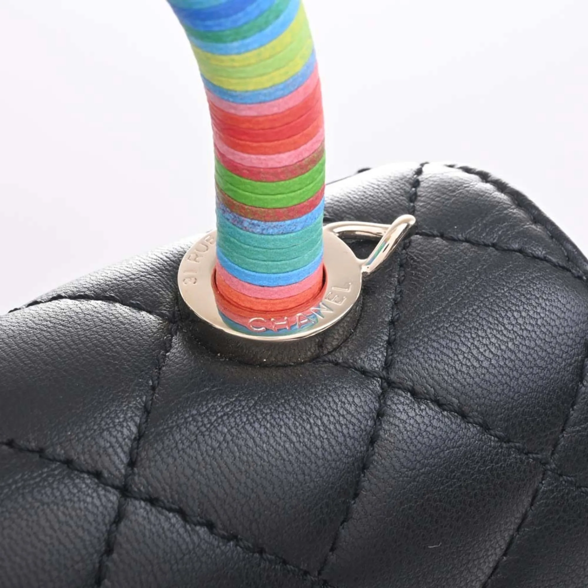 CHANEL Leather Matelasse Coco Mark Chain Shoulder Bag Black/Multicolor Women's