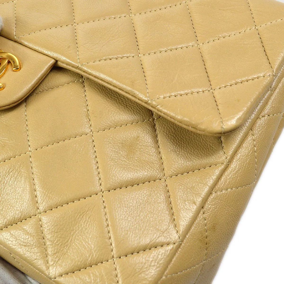 CHANEL Single Chain Shoulder Bag Beige Lambskin 83798