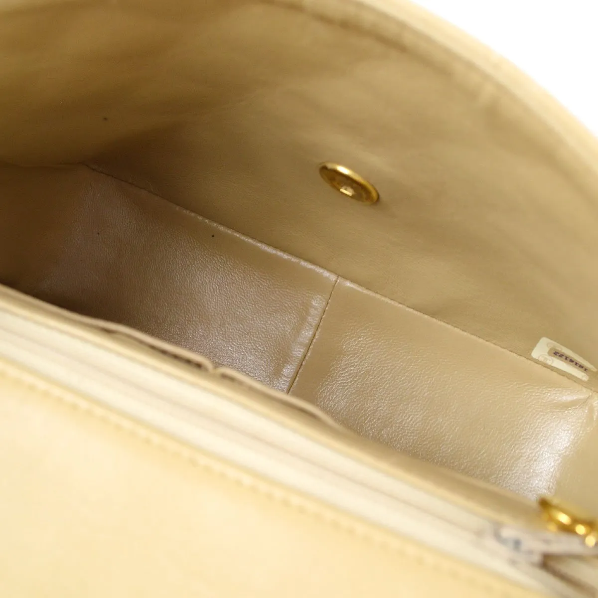 CHANEL Single Chain Shoulder Bag Beige Lambskin 83798