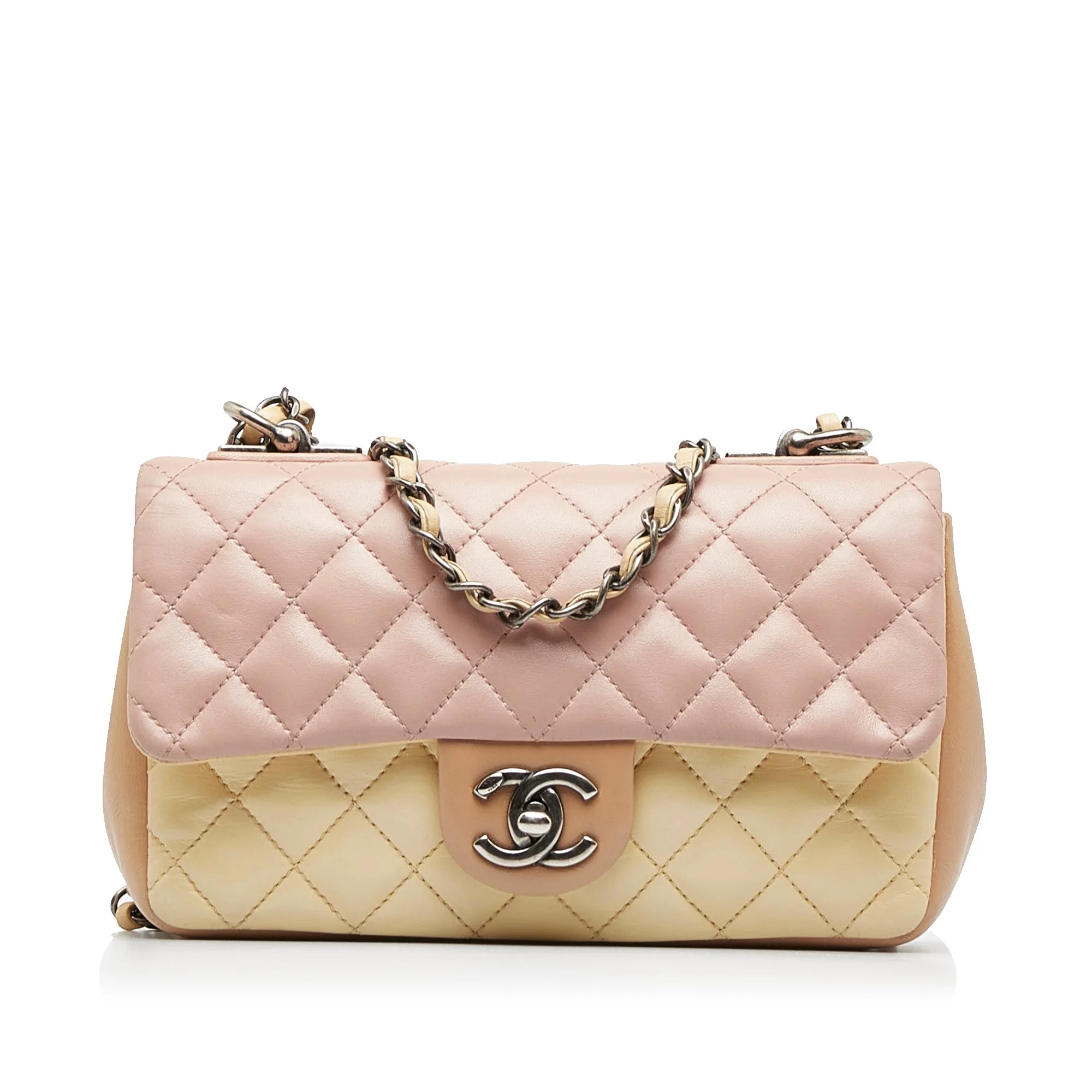CHANEL Small Lambskin Tricolor Single Flap Shoulder Bag