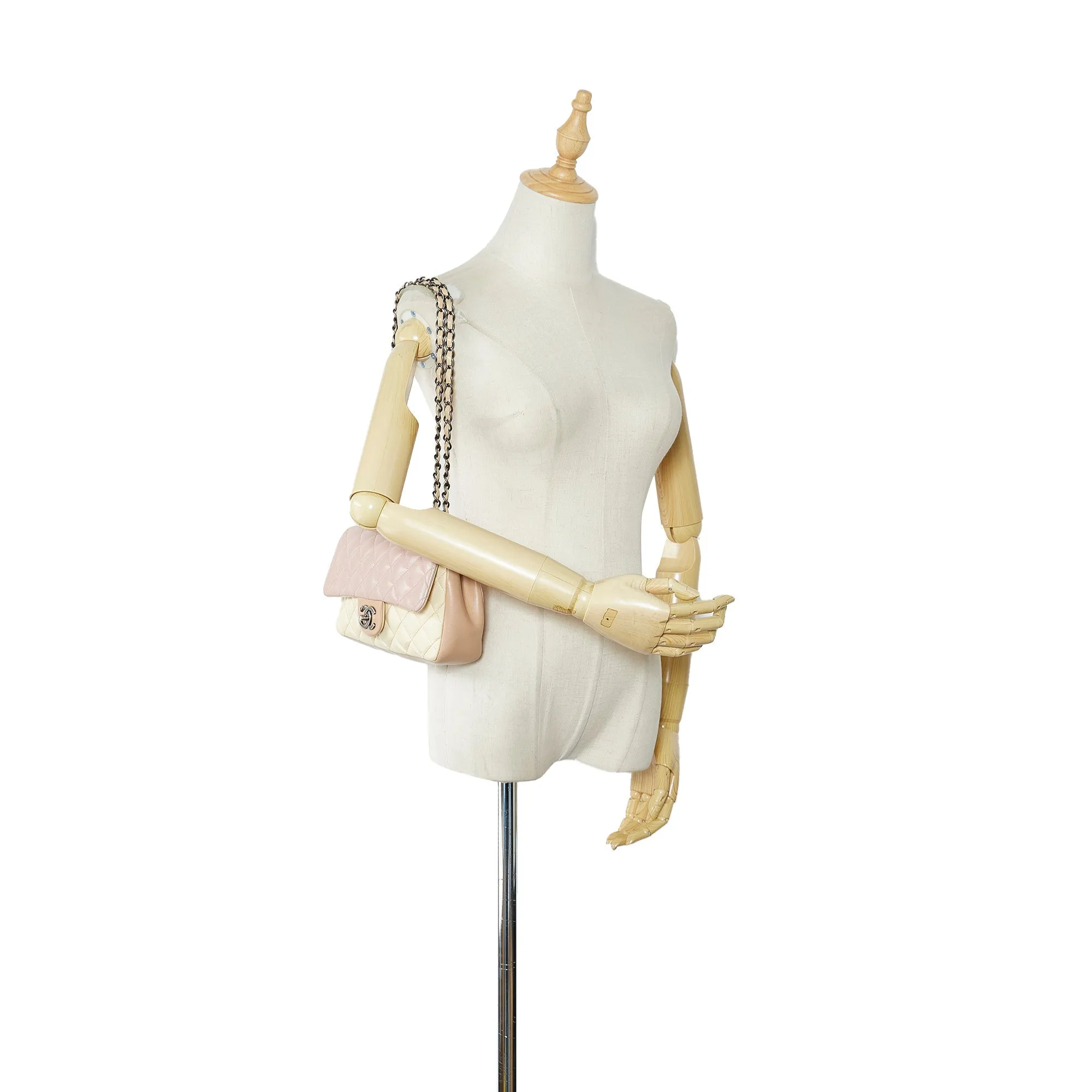 CHANEL Small Lambskin Tricolor Single Flap Shoulder Bag