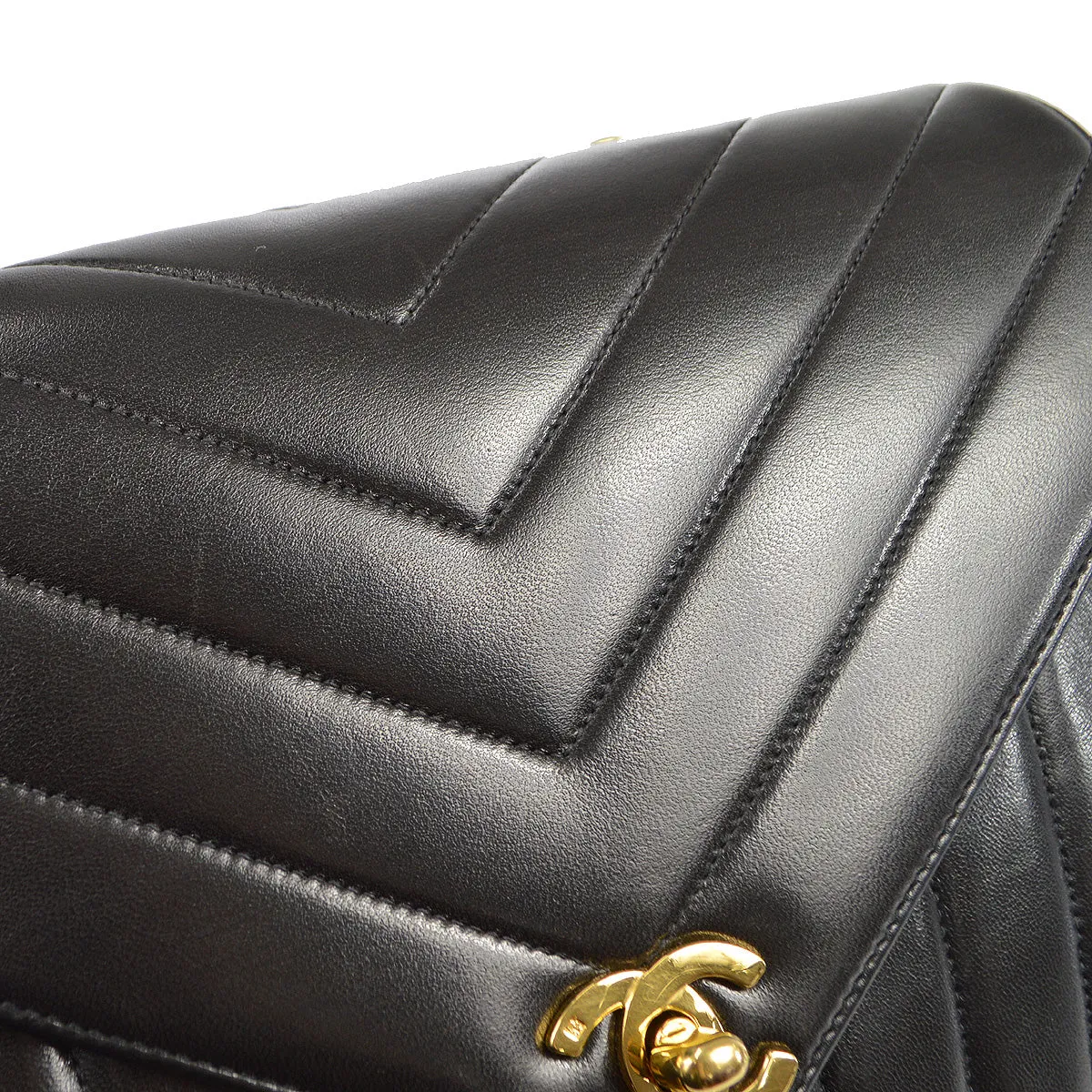 CHANEL V Stitch Mademoiselle Double Chain Shoulder Bag Lambskin 87798