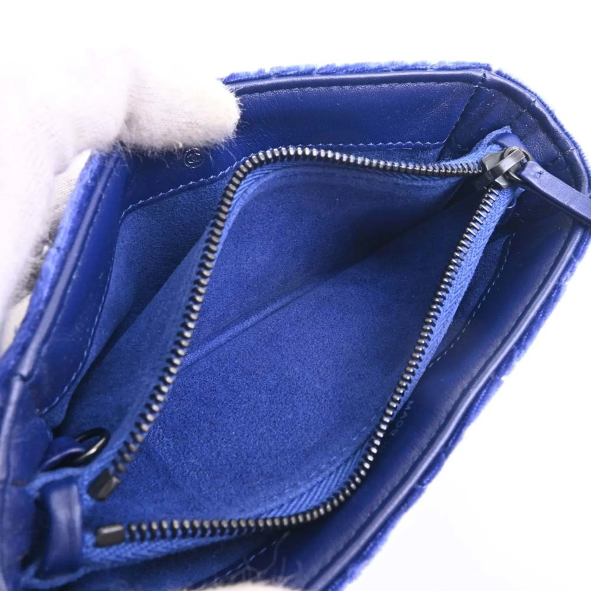 CHANEL Velor Matelasse Coco Mark Chain Shoulder Pouch Blue Ladies