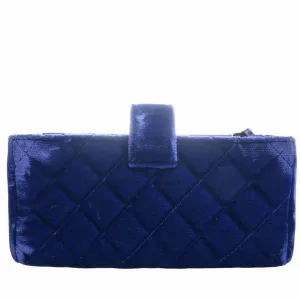 CHANEL Velor Matelasse Coco Mark Chain Shoulder Pouch Blue Ladies