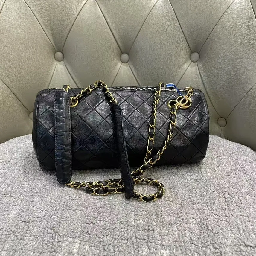 Chanel Vintage Quilted Black Leather Shoulder Bag