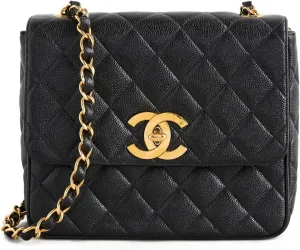 Chanel Women's Pre-Loved Black Caviar Big CC Square Large Bag