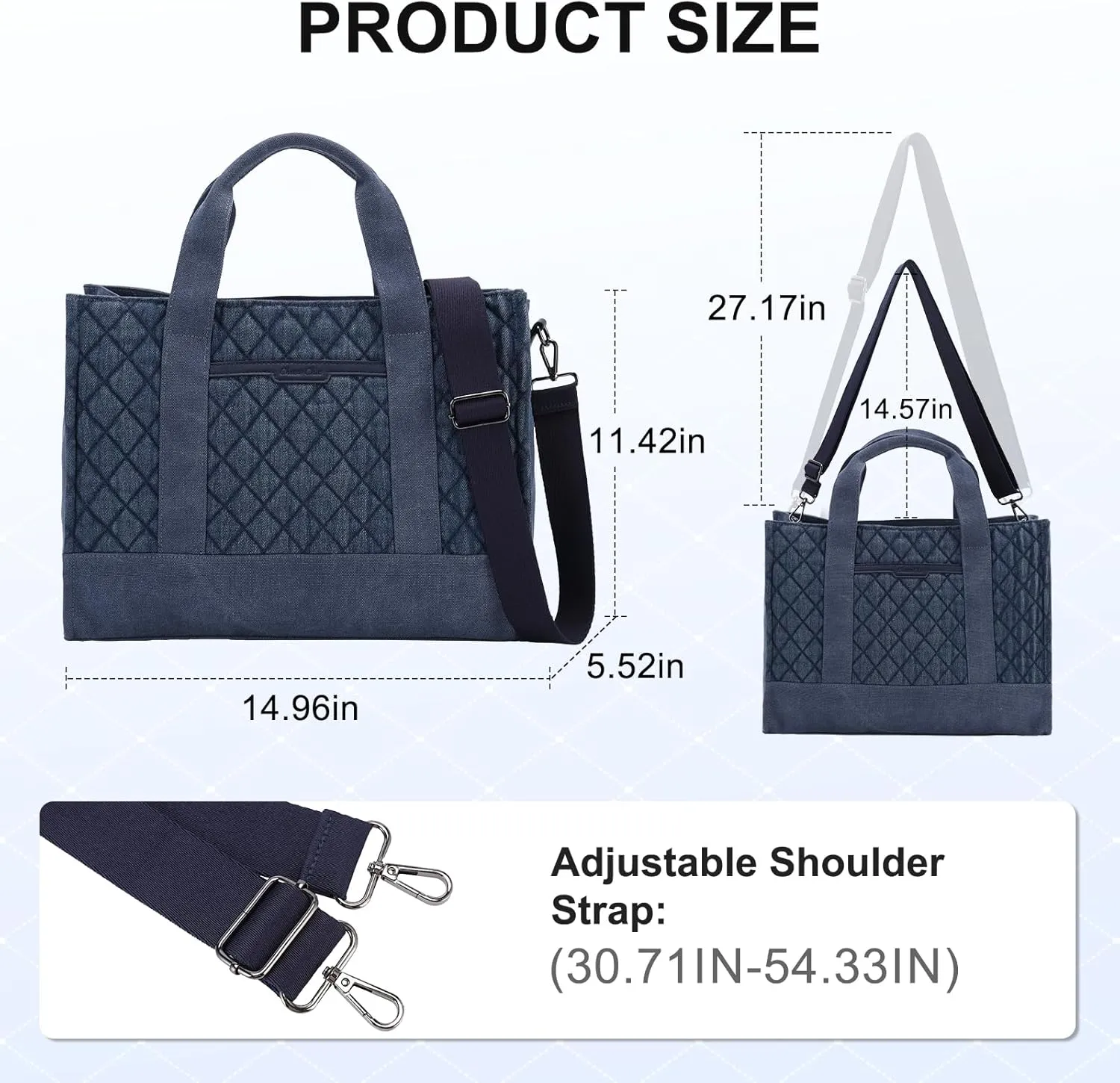 Chase Chic Canvas Tote Bag with Zipper for Women, Multi Pocket Shoulder Crossbody Handbag Bag with Compartments for Work