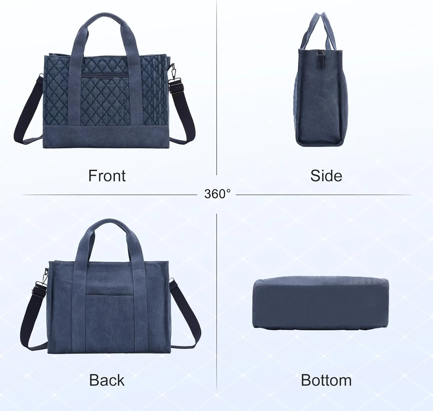 Chase Chic Canvas Tote Bag with Zipper for Women, Multi Pocket Shoulder Crossbody Handbag Bag with Compartments for Work