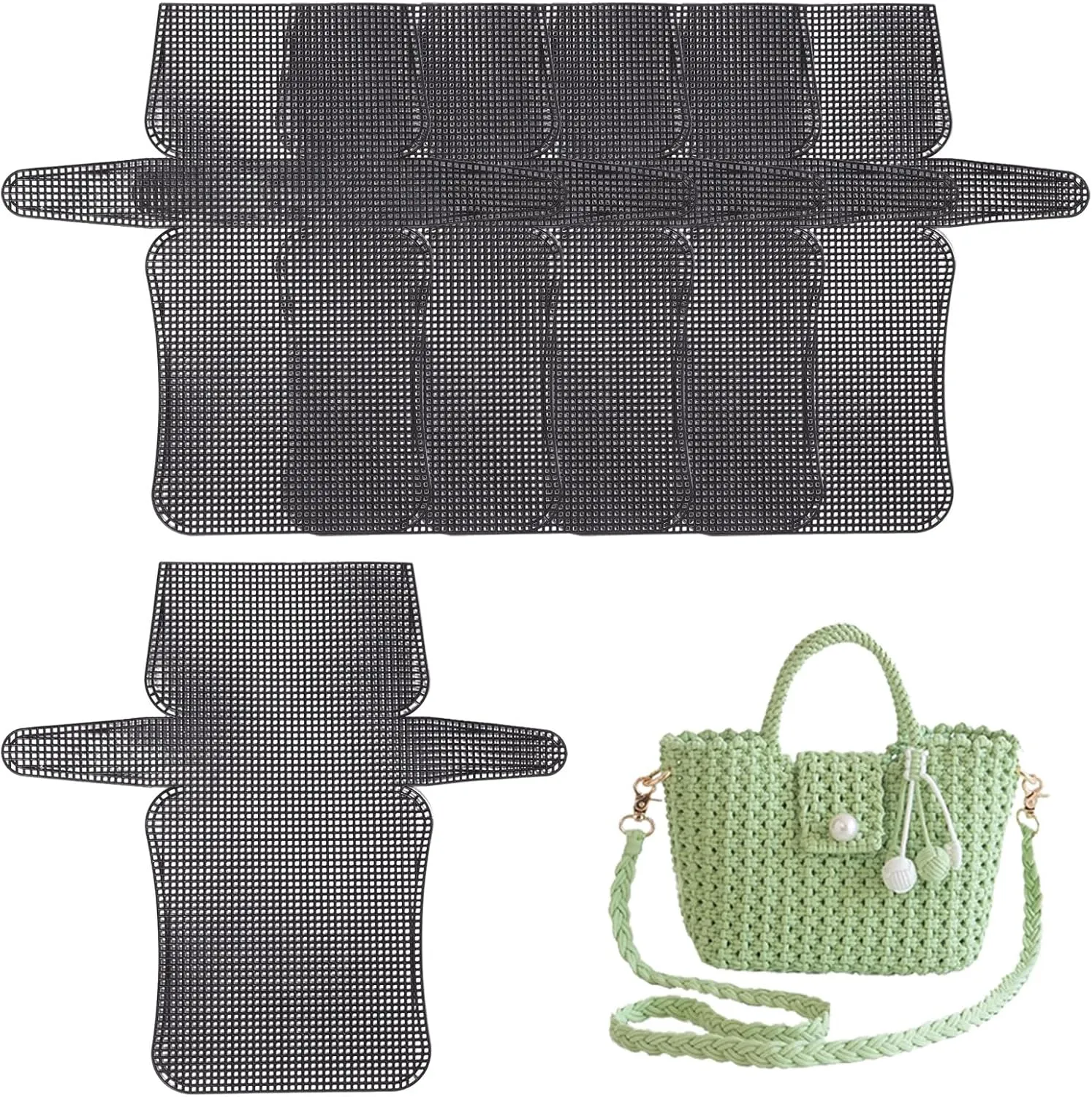 CHGCRAFT 6Pcs Plastic Mesh Canvas Sheets Bag Bottom Shaper Pads Purse Making Template for Yarn Crochet Embroidery Craft Black Sheets for Acrylic Yarn Crafting Knit Crochet Projects