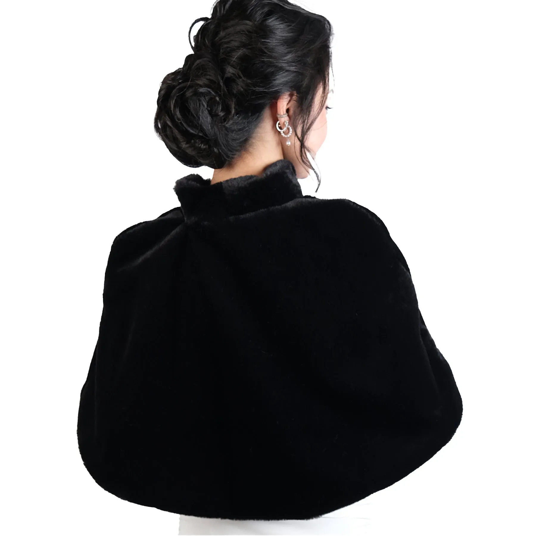 Chic and Soft Faux Fur Bolero with Ribbon Collar