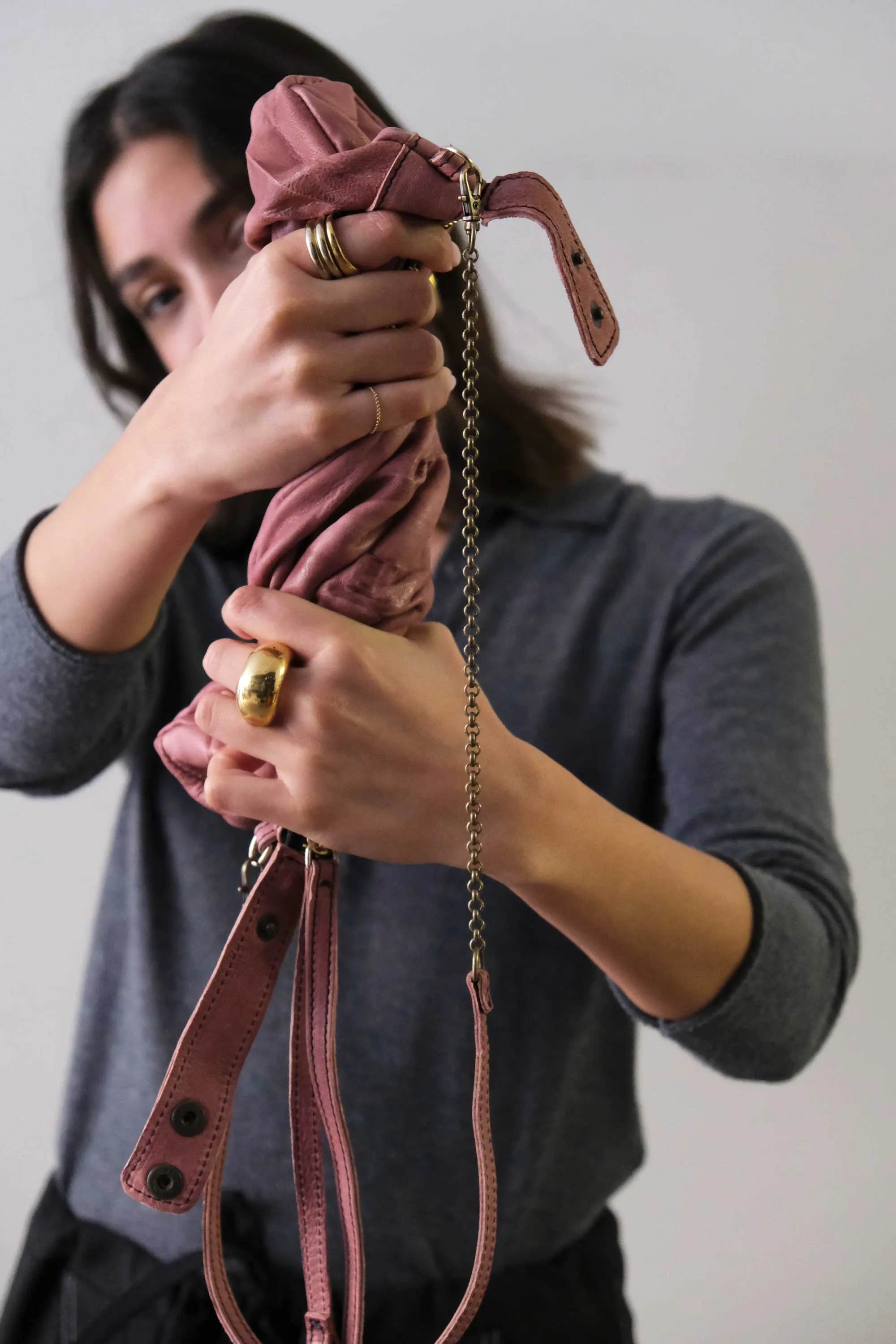Chicca Media hobo bag in mauve lomé nappa - Made in Italy -