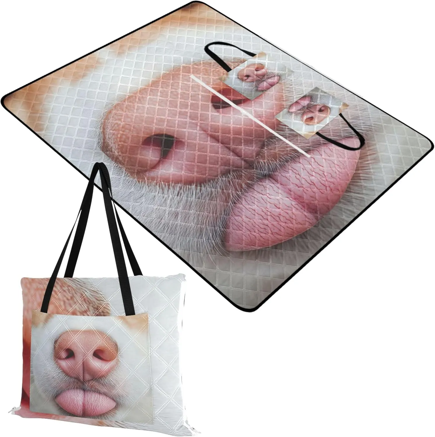 CHIFIGNO Close Up Dog Nose Funny no Sand Beach Blanket Waterproof Foldable Mat Picnic Blanket Outdoor Blanket for Grass 118" x 80"
