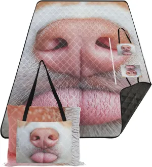 CHIFIGNO Close Up Dog Nose Funny no Sand Beach Blanket Waterproof Foldable Mat Picnic Blanket Outdoor Blanket for Grass 118" x 80"