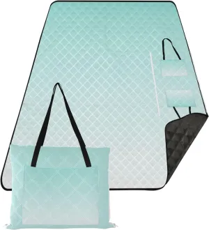 CHIFIGNO Green Blue White Smoke Gradient Beach Mat Sand Free Waterproof Foldable Mat Picnic Blanket Print Camping Blankets for Grass 80" x 60"