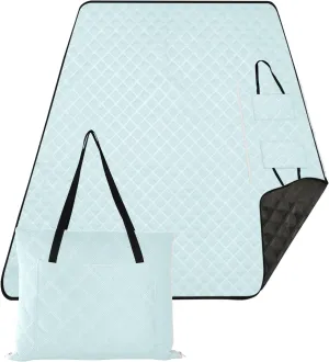 CHIFIGNO Light Cyan Aqua Sandproof Beach Blanket Waterproof, Outdoor Camping Grass Mat Foldable Picnic Blanket Cute, 80" x 60"