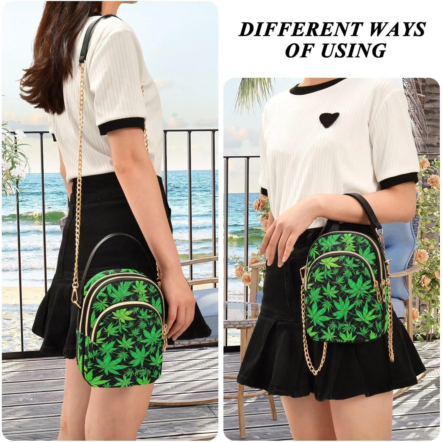 Chinese Chrysanthemum Floral Triple Zip Crossbody Bag, Shoulder Handbag, Crossbody Handbags for Woman
