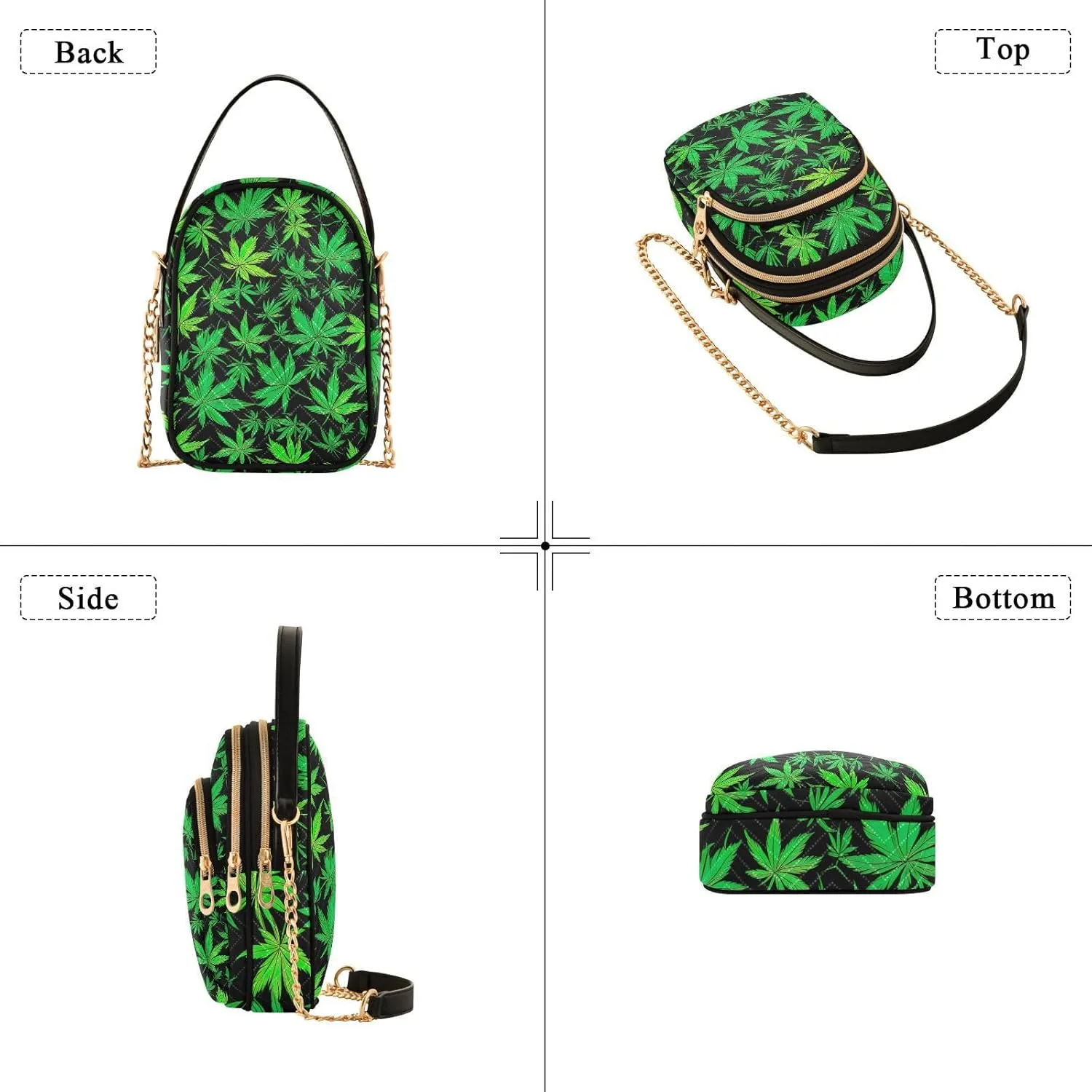 Chinese Chrysanthemum Floral Triple Zip Crossbody Bag, Shoulder Handbag, Crossbody Handbags for Woman