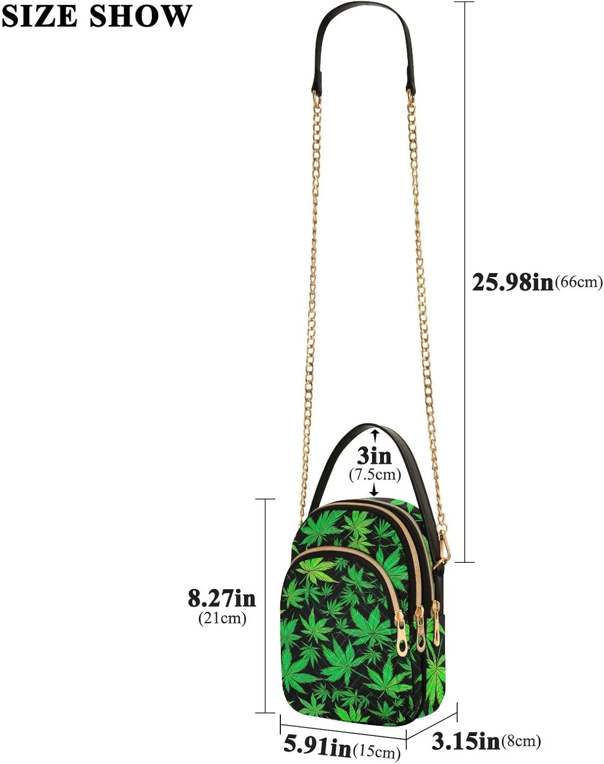 Chinese Chrysanthemum Floral Triple Zip Crossbody Bag, Shoulder Handbag, Crossbody Handbags for Woman