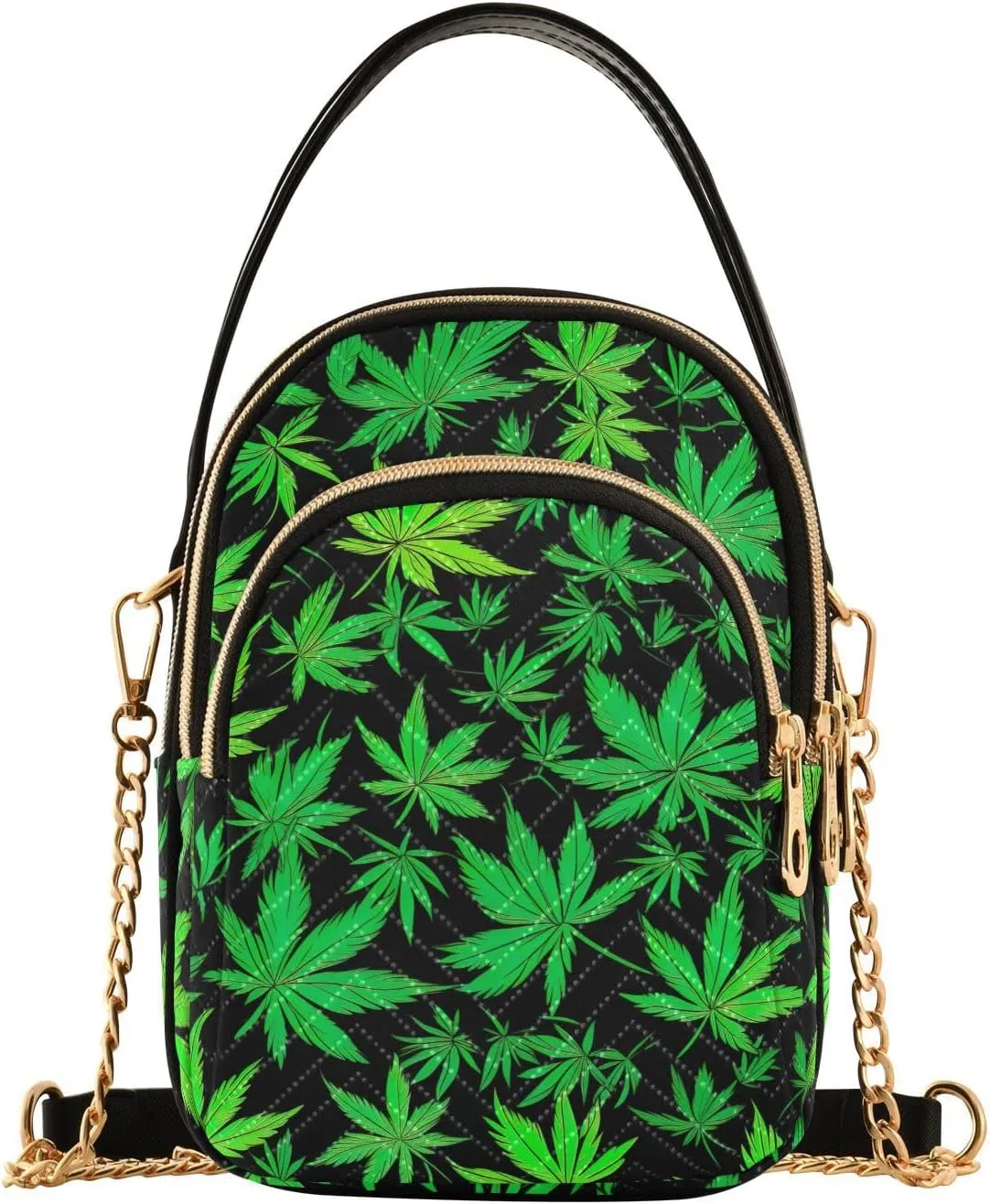 Chinese Chrysanthemum Floral Triple Zip Crossbody Bag, Shoulder Handbag, Crossbody Handbags for Woman