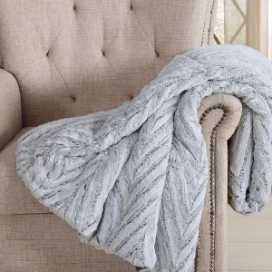 Christian Siriano Grey Chevron Throw in Gift Box, Grey Polyester, 1-Piece Giftable Throw Blanket, Geometric Themed, Oeko-TEX Certified Confidence