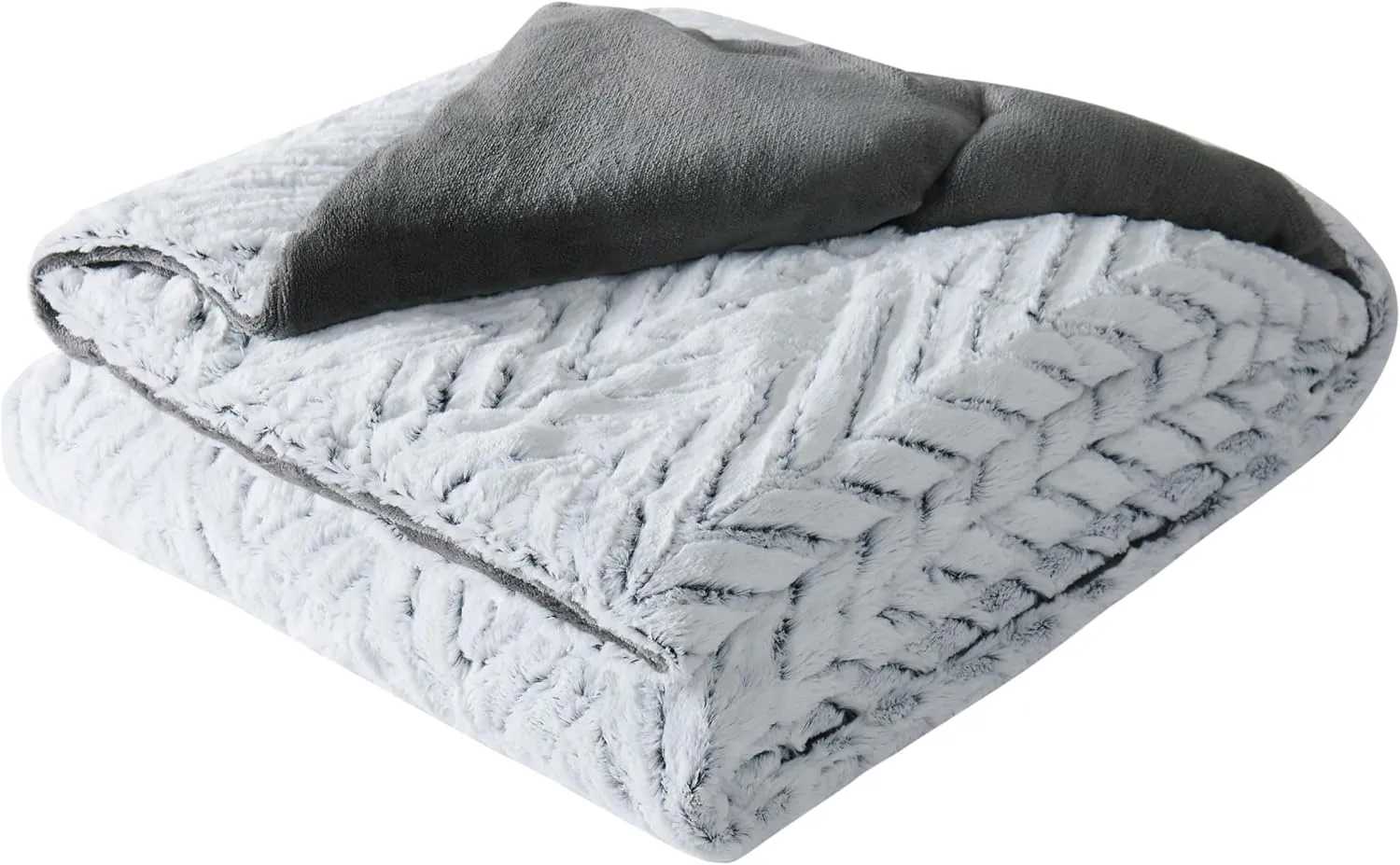 Christian Siriano Grey Chevron Throw in Gift Box, Grey Polyester, 1-Piece Giftable Throw Blanket, Geometric Themed, Oeko-TEX Certified Confidence