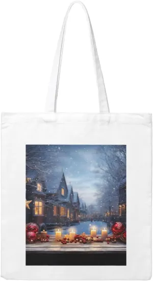 Christmas Atmosphere Large Canvas Tote Bag Cute Travel Shoulder Bag Reusable Washable Shopping Grocery Bags For Women Men