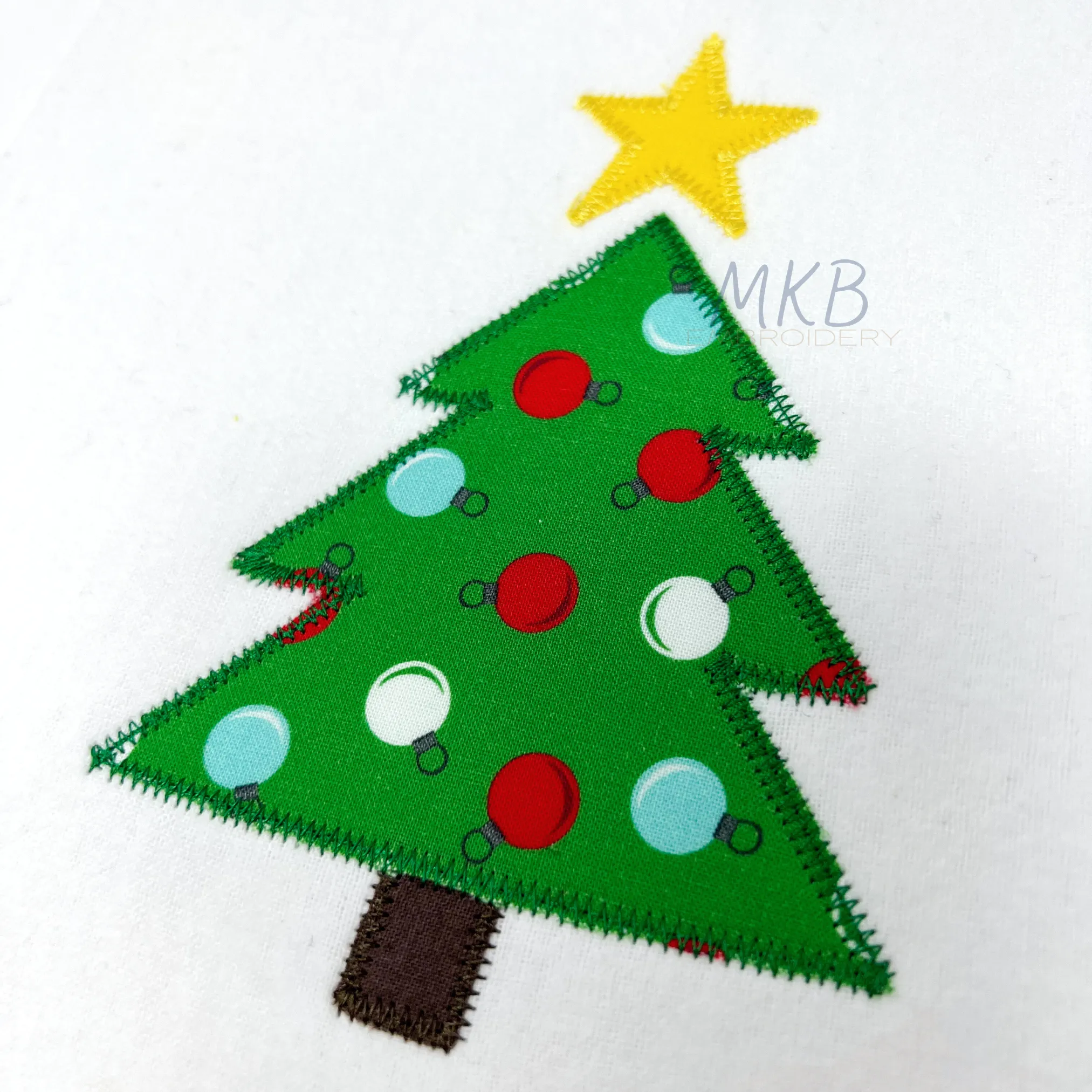 Christmas Tree Star Topper Zig Zag Stitch Applique