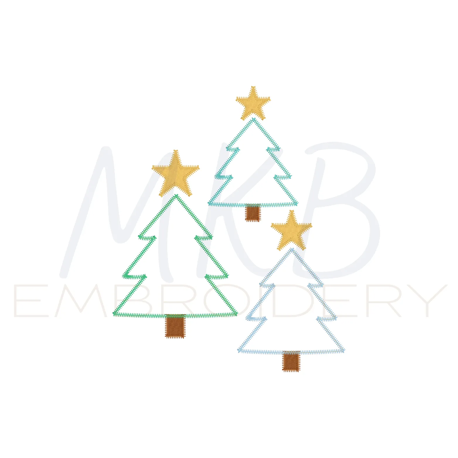 Christmas Tree Star Topper Zig Zag Stitch Applique