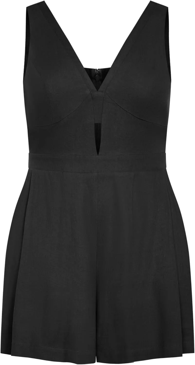City Chic Women's Plus Size Playsuit - Everlee Sleeveless Keyhole