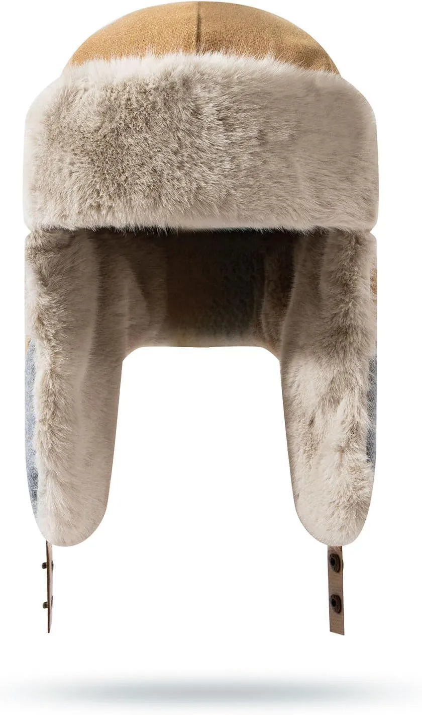 CLAPE Winter Trapper Hats Windproof Warm Faux Fur Trooper Hat for Men Women Ushanka Russian Hat Snow Eskimo Hat with Ear Flap