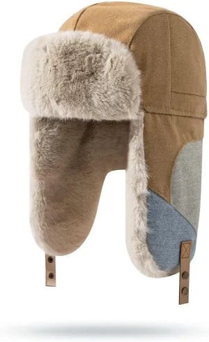 CLAPE Winter Trapper Hats Windproof Warm Faux Fur Trooper Hat for Men Women Ushanka Russian Hat Snow Eskimo Hat with Ear Flap