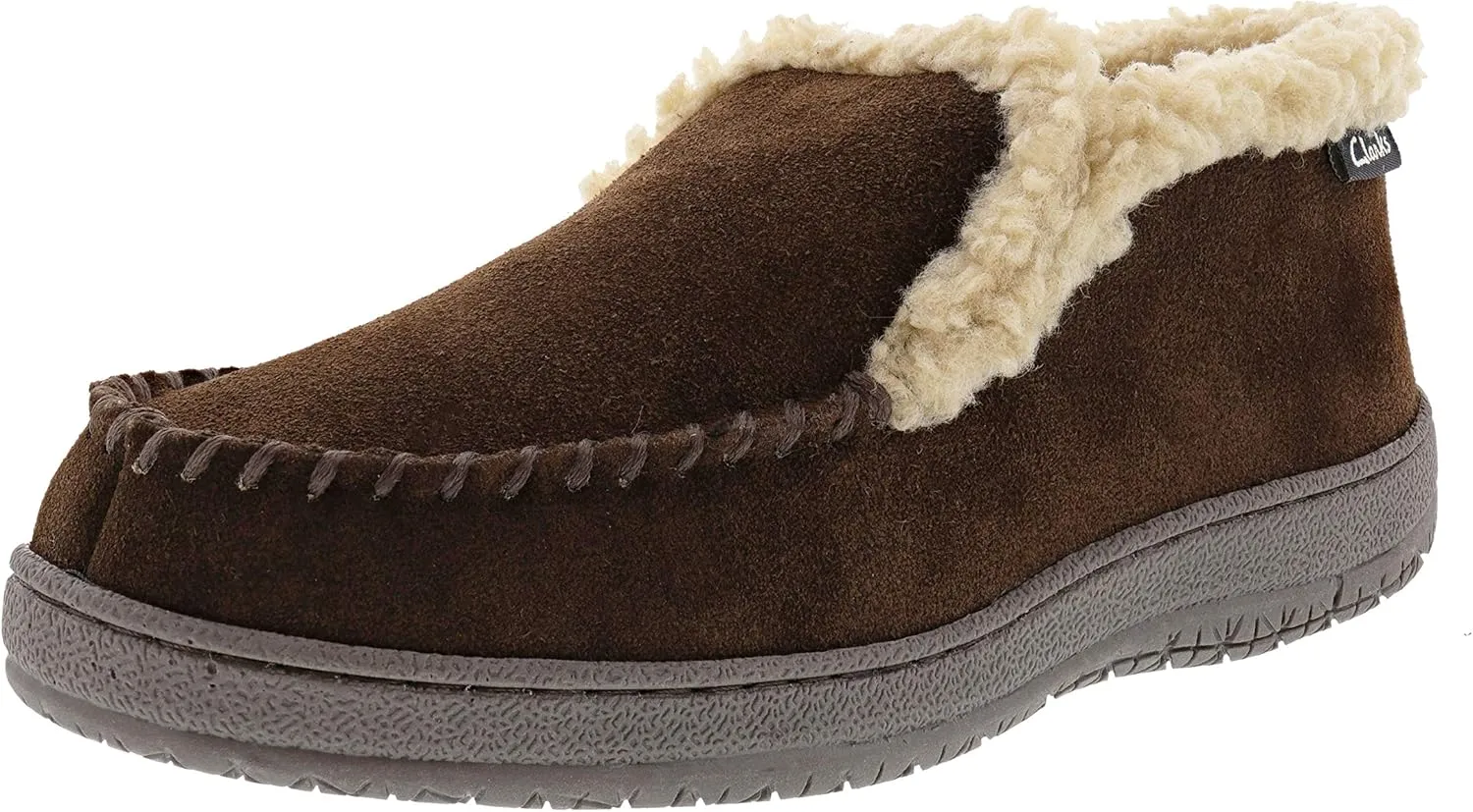 Clarks Men's Andrew Indoor Outdoor Faux Fur Slippers (9 M US, Brown Suede)