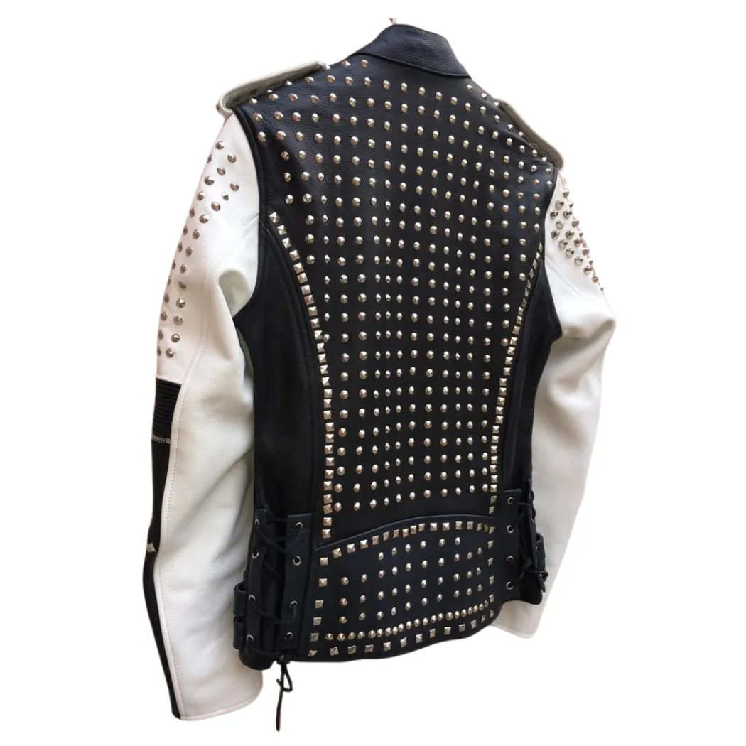 Cleo Two-Toned Studded Leather Jacket