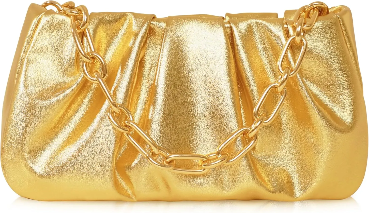 Clutch Purse for Women - Evening Small Shoulder Bag Anti Theft Removable Chain Adjustable Strap PU Handbag