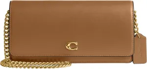 Coach Women's Evie Long Wallet with Chain Bi-Fold, Honey Brown, One Size