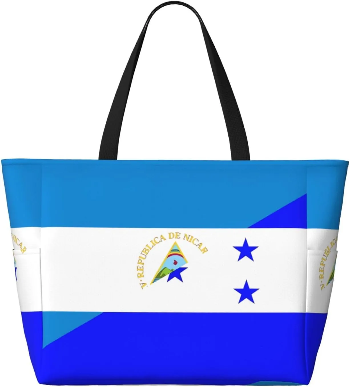 Coat Of Arms Of Nicaragua Tote Bag With 8 Storage Pockets Top Zip Shoulder Bag Handbag For Travel Work Women
