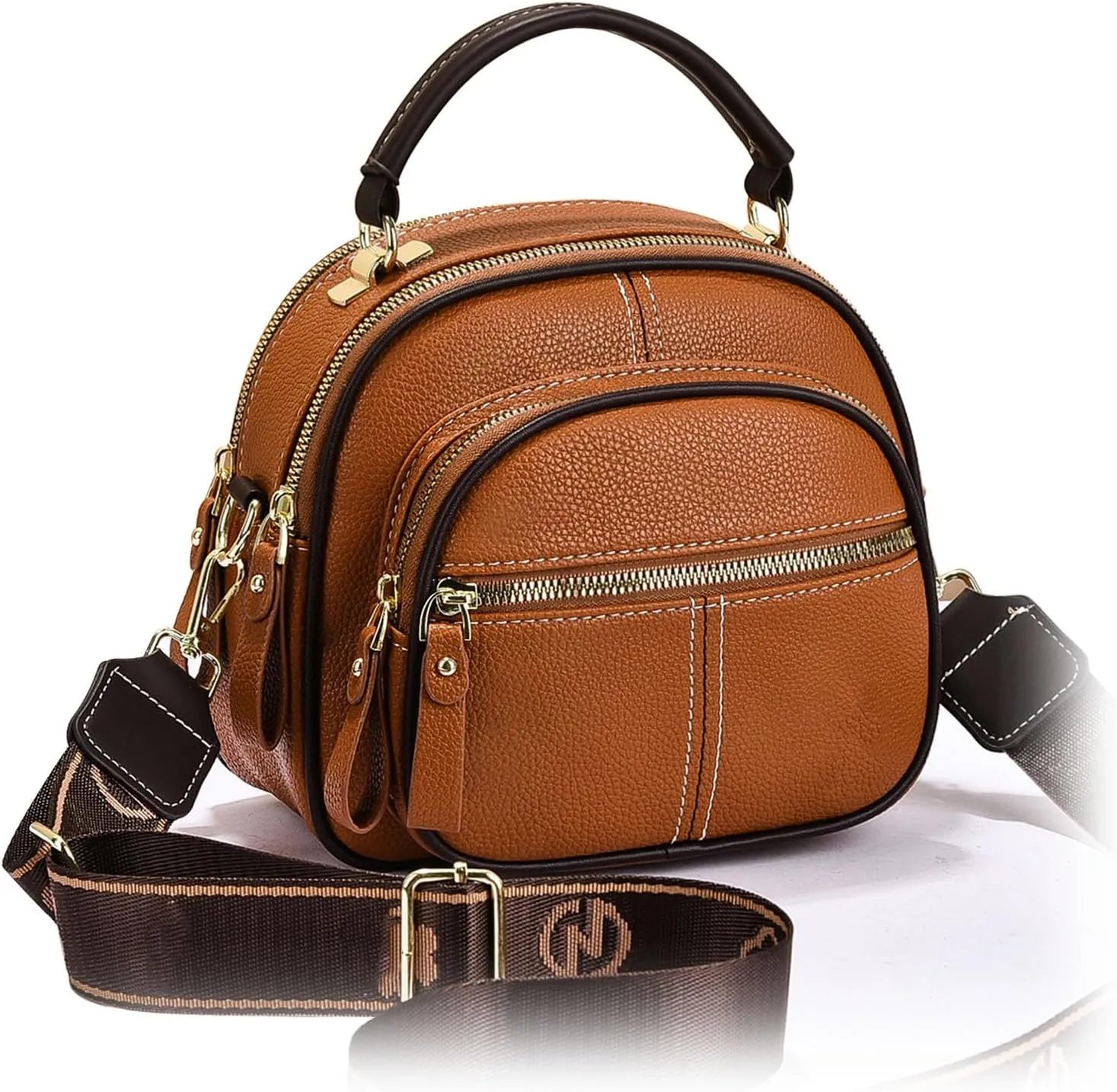 Coefficienta Classic Multifunctional Compartments Adjustable Wide Shoulder Strap Leather Bag, Coefficienta Bag for Women