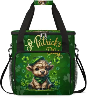 Coffee Maker Carring Bag St. Patrick's Day Cute Highland Cows Travel Carrying Storage Tote Bag Compatible with Keurig K-Mini or K-Mini Plus Portable Single Serve Coffee Brewer Case with Pockets