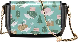 Colorful Shoulder Leather Bags, Tropical Flamingos Zebra Crossbody Purses for Women Fashion Handbag with Chain Strap