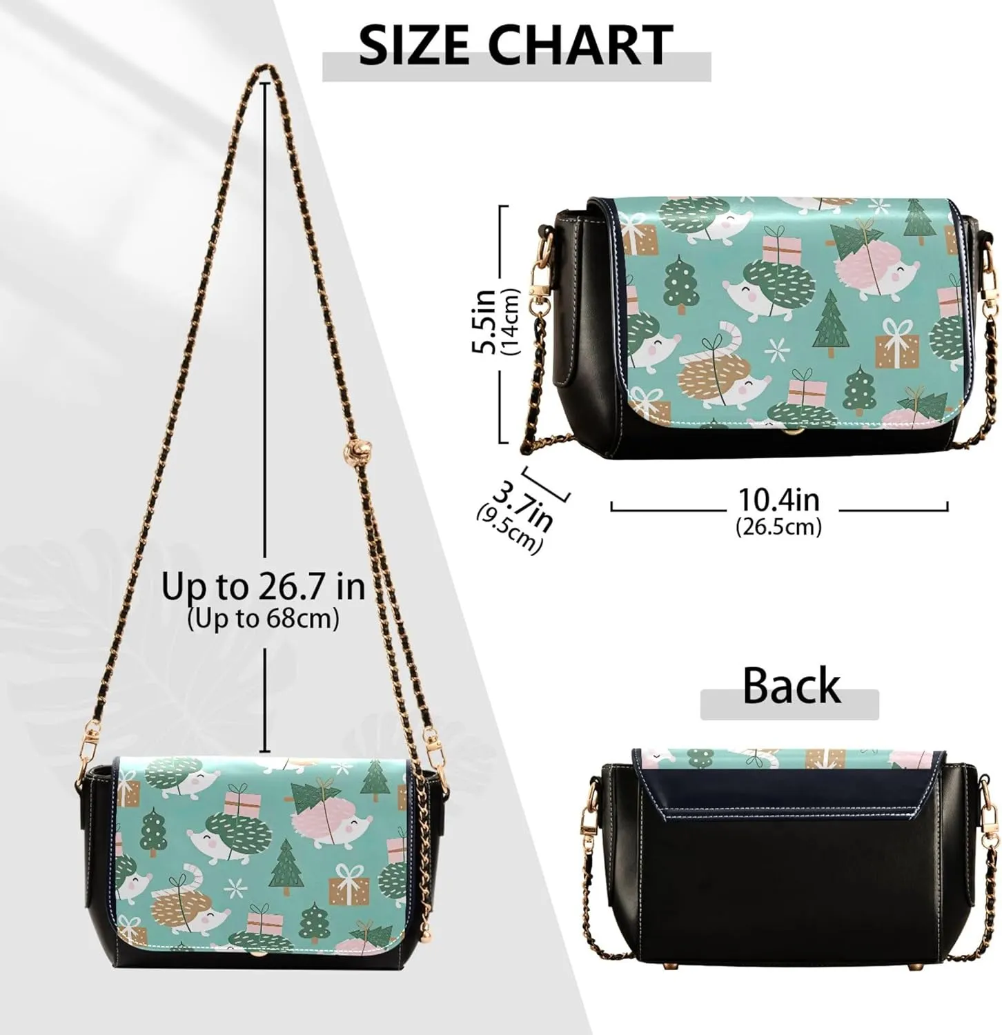 Colorful Shoulder Leather Bags, Tropical Flamingos Zebra Crossbody Purses for Women Fashion Handbag with Chain Strap
